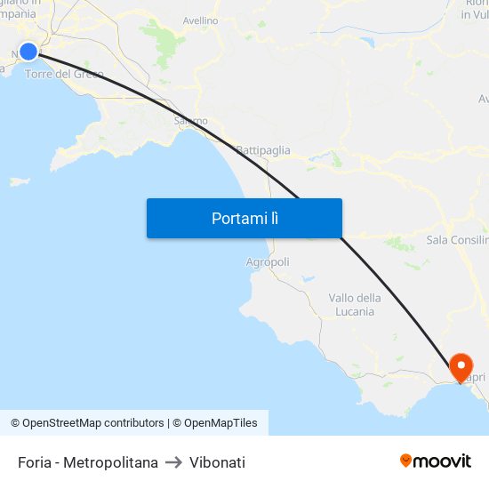 Foria - Metropolitana to Vibonati map