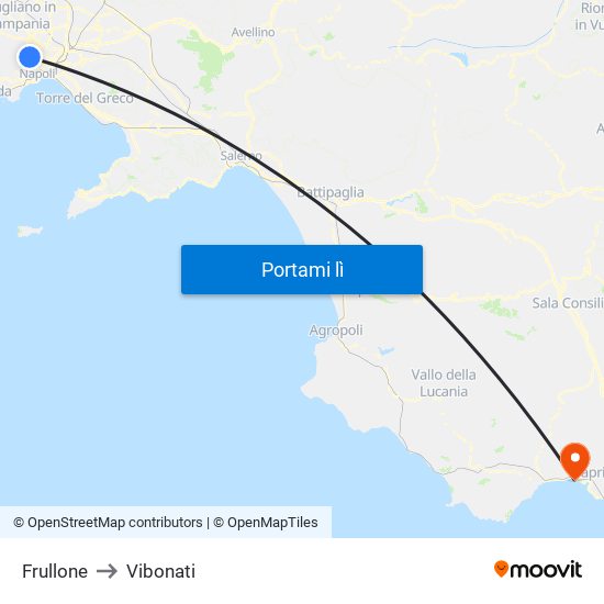 Frullone to Vibonati map