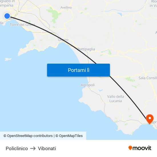 Policlinico to Vibonati map