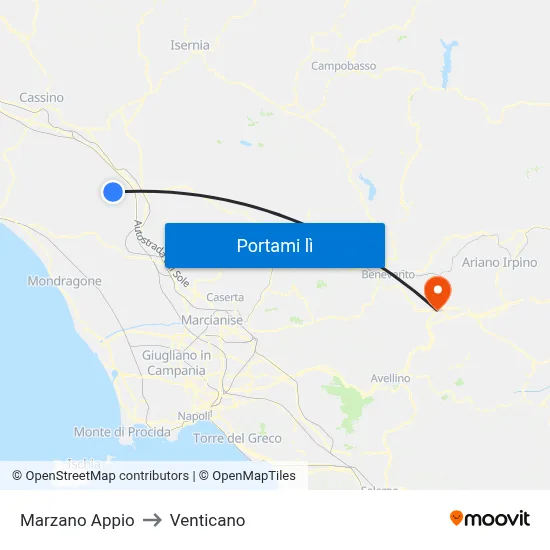 Marzano Appio to Venticano map