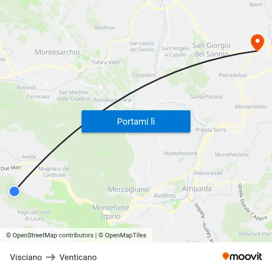 Visciano to Venticano map