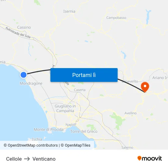 Cellole to Venticano map