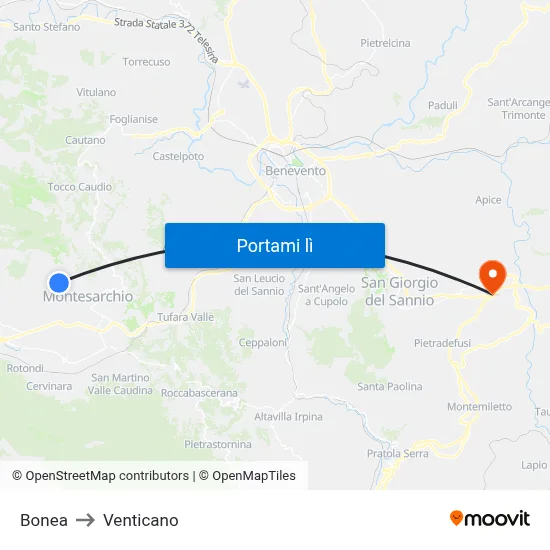 Bonea to Venticano map