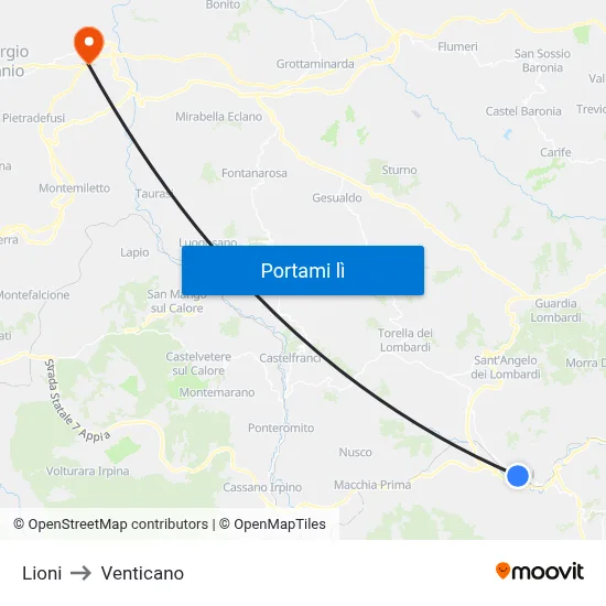 Lioni to Venticano map