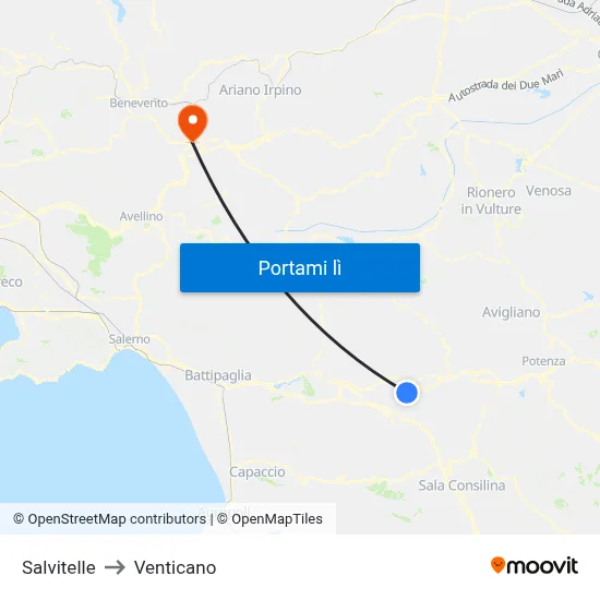 Salvitelle to Venticano map