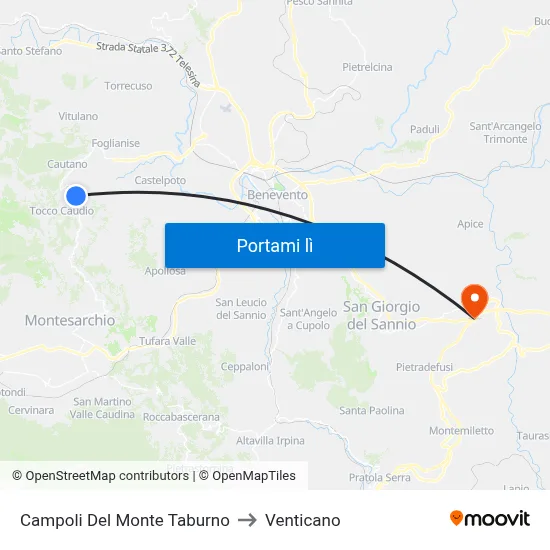 Campoli Del Monte Taburno to Venticano map