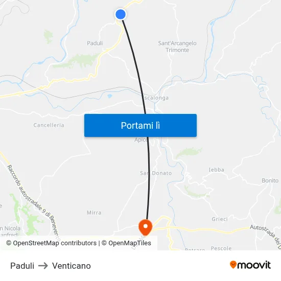 Paduli to Venticano map