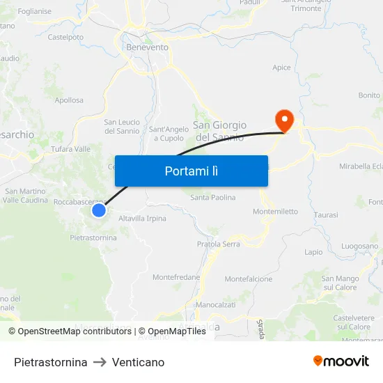 Pietrastornina to Venticano map