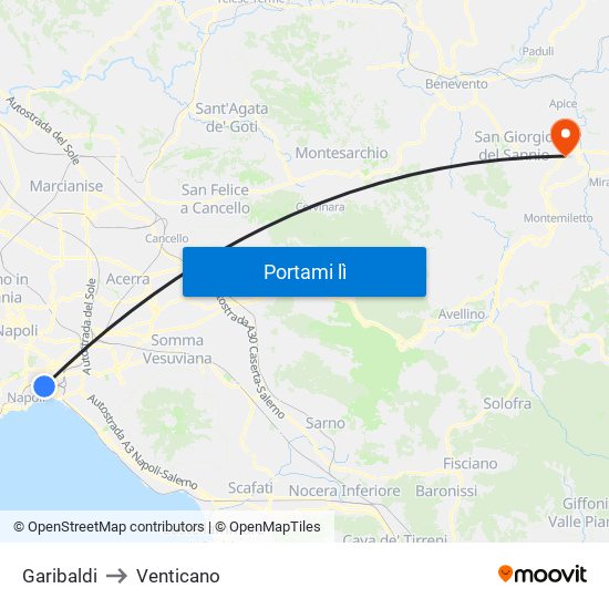 Garibaldi to Venticano map