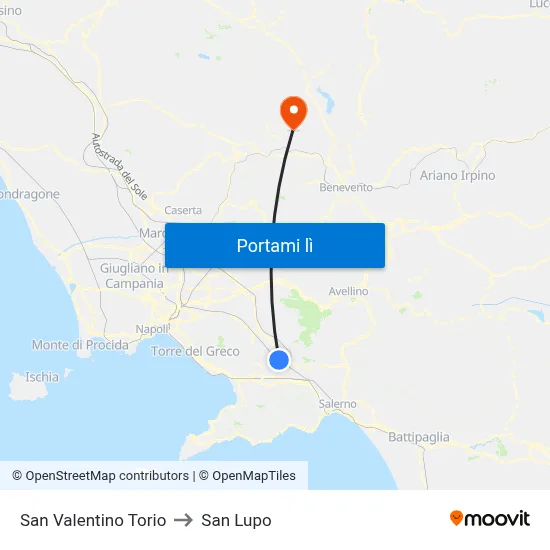 San Valentino Torio to San Lupo map