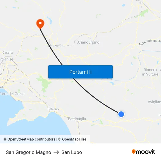 San Gregorio Magno to San Lupo map