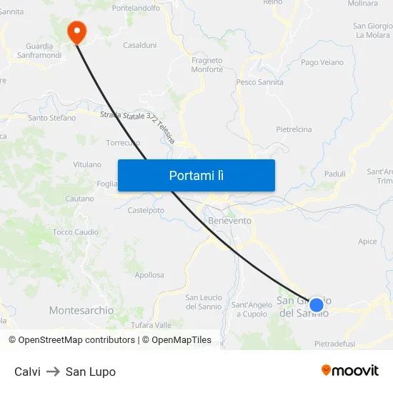 Calvi to San Lupo map