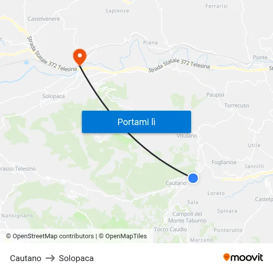 Cautano to Solopaca map