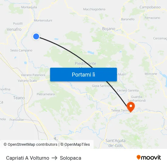 Capriati A Volturno to Solopaca map