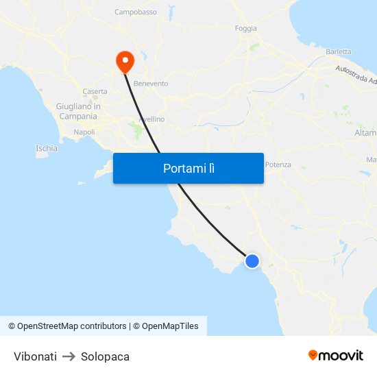 Vibonati to Solopaca map