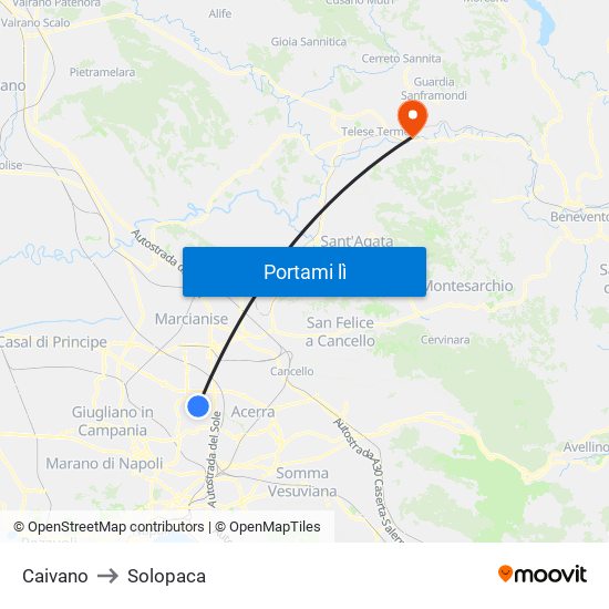 Caivano to Solopaca map