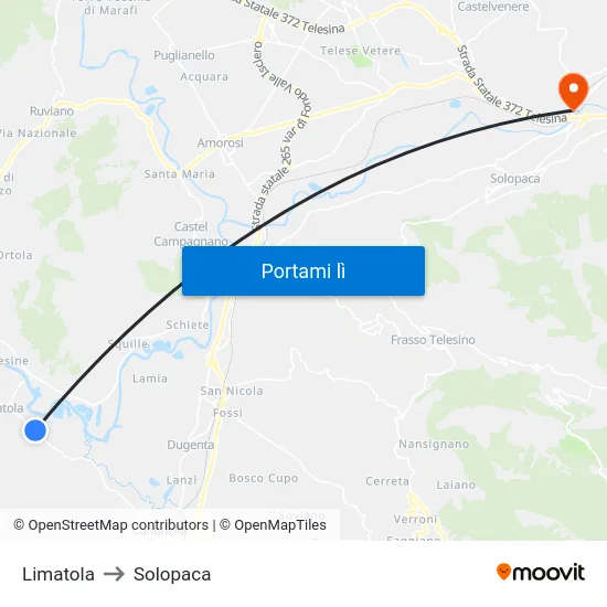 Limatola to Solopaca map