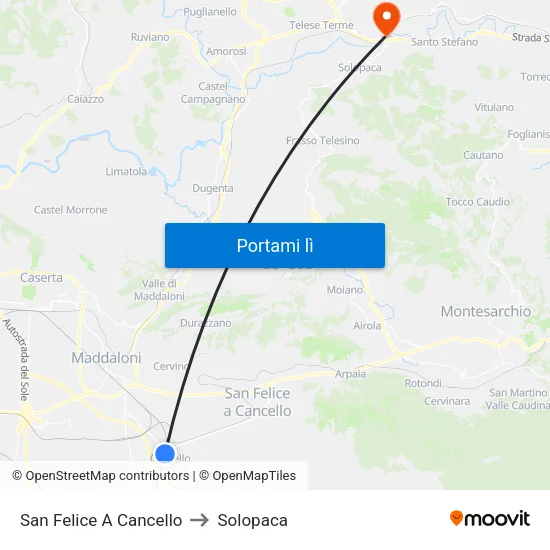 San Felice A Cancello to Solopaca map