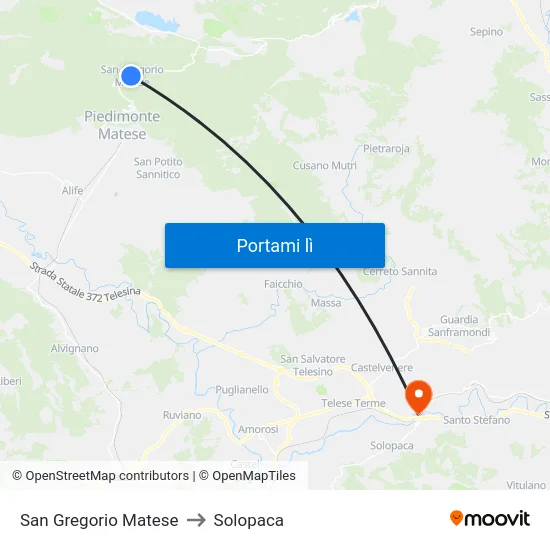 San Gregorio Matese to Solopaca map