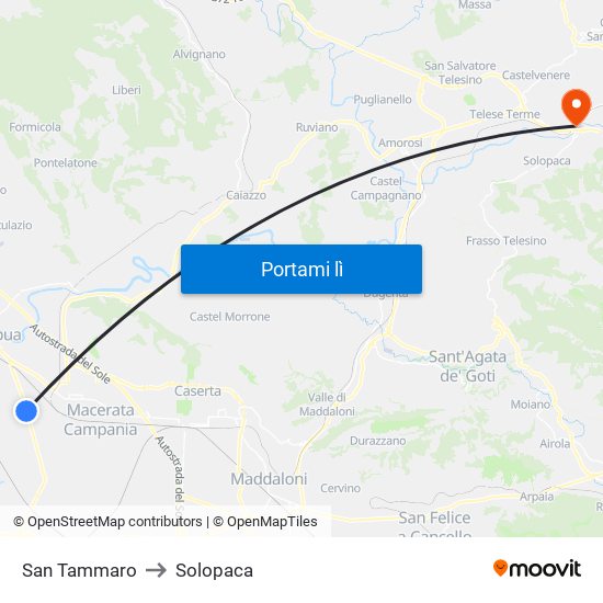 San Tammaro to Solopaca map