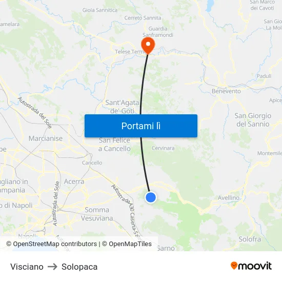 Visciano to Solopaca map