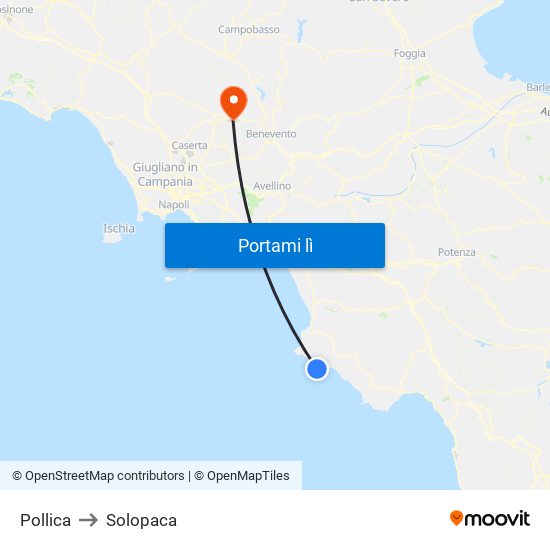 Pollica to Solopaca map