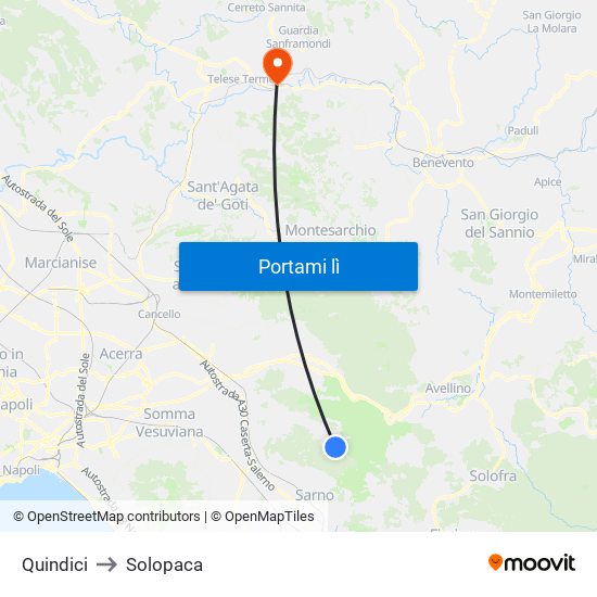Quindici to Solopaca map