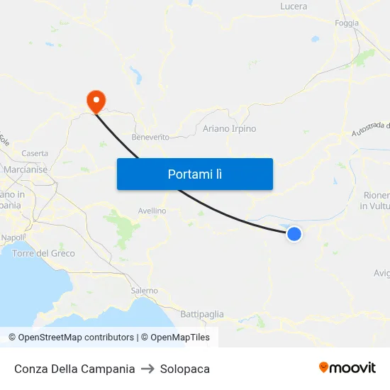 Conza Della Campania to Solopaca map