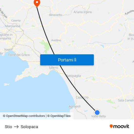 Stio to Solopaca map