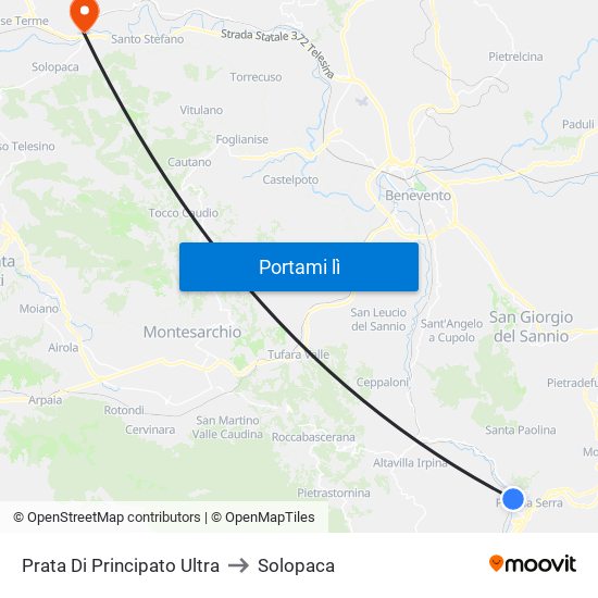 Prata Di Principato Ultra to Solopaca map