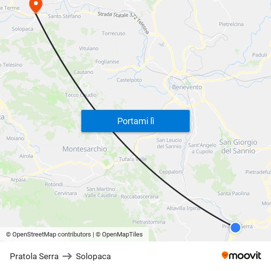 Pratola Serra to Solopaca map