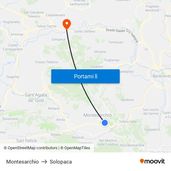 Montesarchio to Solopaca map