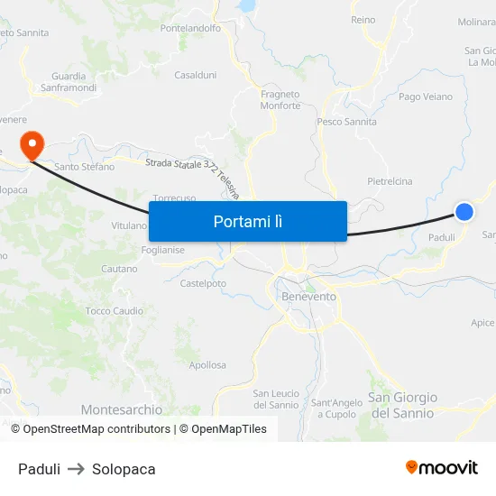 Paduli to Solopaca map