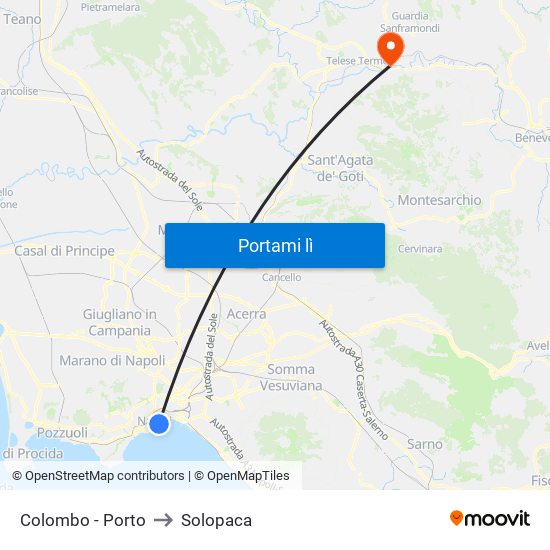 Colombo - Porto to Solopaca map