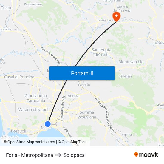 Foria - Metropolitana to Solopaca map