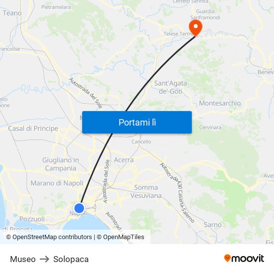Museo to Solopaca map