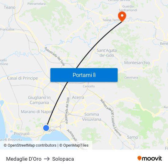 Medaglie D'Oro to Solopaca map