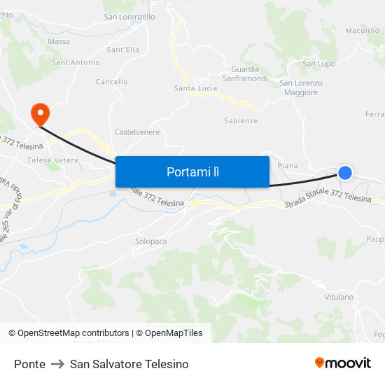 Ponte to San Salvatore Telesino map