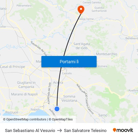 San Sebastiano Al Vesuvio to San Salvatore Telesino map