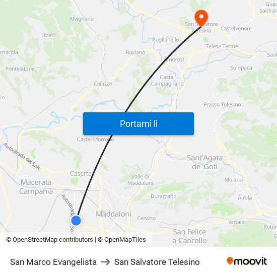 San Marco Evangelista to San Salvatore Telesino map