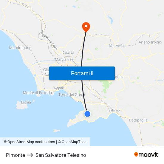 Pimonte to San Salvatore Telesino map