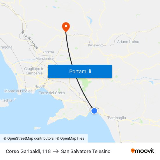 Corso Garibaldi, 118 to San Salvatore Telesino map