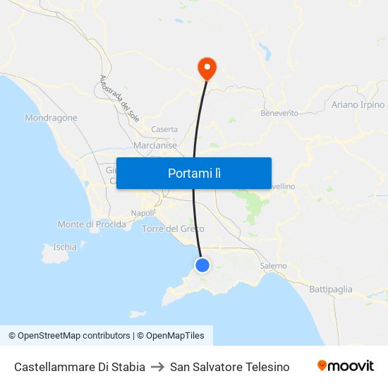 Castellammare Di Stabia to San Salvatore Telesino map