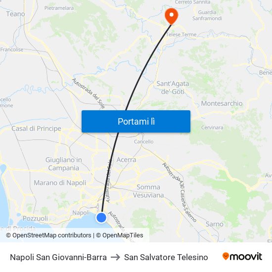 Napoli San Giovanni-Barra to San Salvatore Telesino map