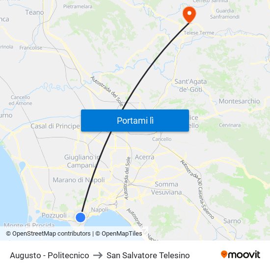 Augusto - Politecnico to San Salvatore Telesino map