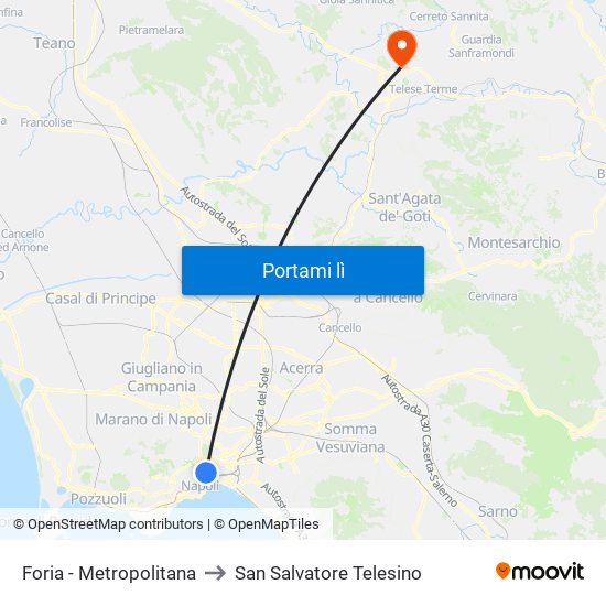 Foria - Metropolitana to San Salvatore Telesino map