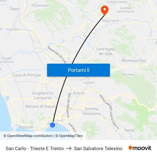 San Carlo - Trieste E Trento to San Salvatore Telesino map