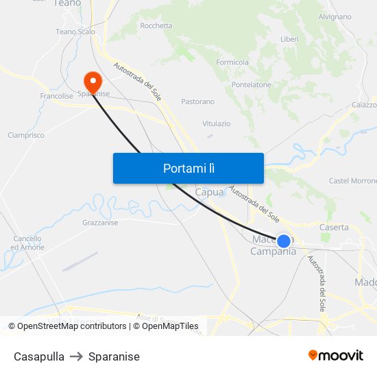 Casapulla to Sparanise map