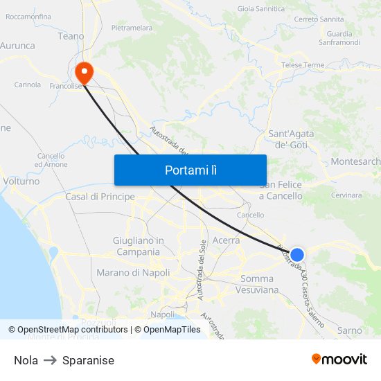 Nola to Sparanise map