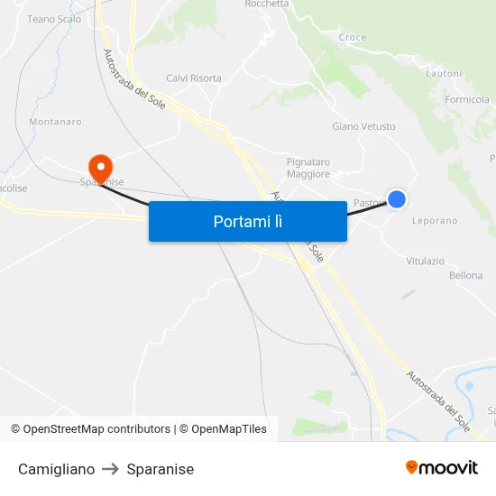 Camigliano to Sparanise map